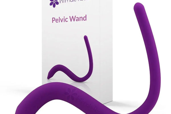 Intimate Rose Pelvic Wand — S-shaped medical-grade silicone wand for internal pelvic floor trigger-point release, used at home as part of a pelvic physio program.