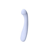 The Dame Arc - G-Spot Vibrator, by Dame, is a light blue massage wand featuring a curved design and crafted from medical-grade silicone. It has a rounded tip for precisely targeted clitoris stimulation and is designed for personal use, shown on a plain white background.