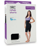 SRC Rehab high-waist compression shorts product packaging