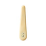 The Iroha Mikazuki – Gentle Slim Vibrator for Beginners by Iroha shown from above against a white background features a beige, rounded handle with two metal rivets and a smooth finish evocative of body-safe silicone.