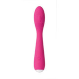 The Svakom Iris Slim Semi-Flexible G-Spot Vibrator is a pink silicone vibrator with a rounded tip and single-button handle, designed for intimate use and to help soothe pelvic pain or endometriosis discomfort.