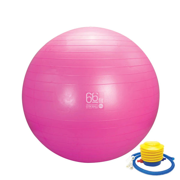 A pink exercise ball used to maintain mobility and flexibility.