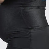 Close-up of SRC Pregnancy Shorts Mini over-the-bump on a baby bump, APA endorsed