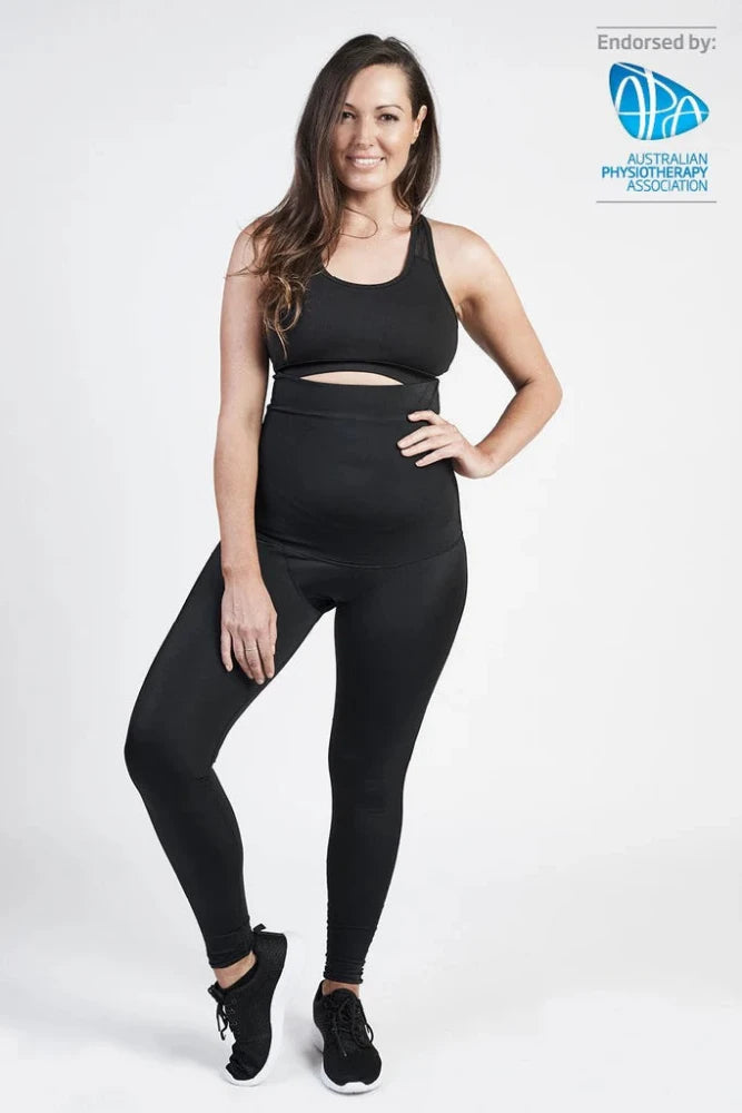 Postpartum compression leggings to support your body after pregnancy, c-section, providing comfort, relief, and improved circulation. Endorsed by the Australian Physiotherapy Association.