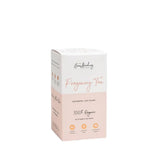 A rectangular box of The Breastfeeding Tea Co Pregnancy Tea - Raspberry Leaf Tea with 20 pyramid tea bags, made from 100% organic, pregnancy-safe herbs. The white and light pink box has simple text and icons.