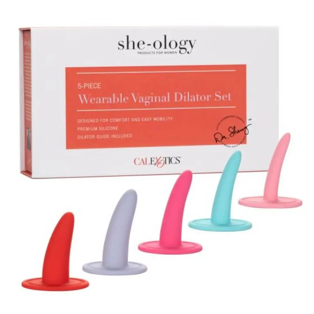 She-Ology wearable vaginal dilator set, tapered silicone sizes with flared bases