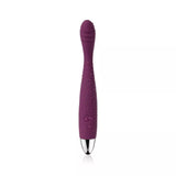 The Svakom Cici Slim Flexible G-Spot Vibrator by Svakom features a purple silicone body, textured surface, rounded tip, and metallic silver base for targeted pelvic pain relief. Shown against a plain white background.