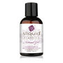 A brown bottle with a black cap labeled "Sliquid Organics Natural Gel – Thick Organic Aloe-Based Lubricant (125ml)" from Sliquid, an aloe-based, pH balanced lubricant that's 95% organic, glycerine-free, and paraben-free.