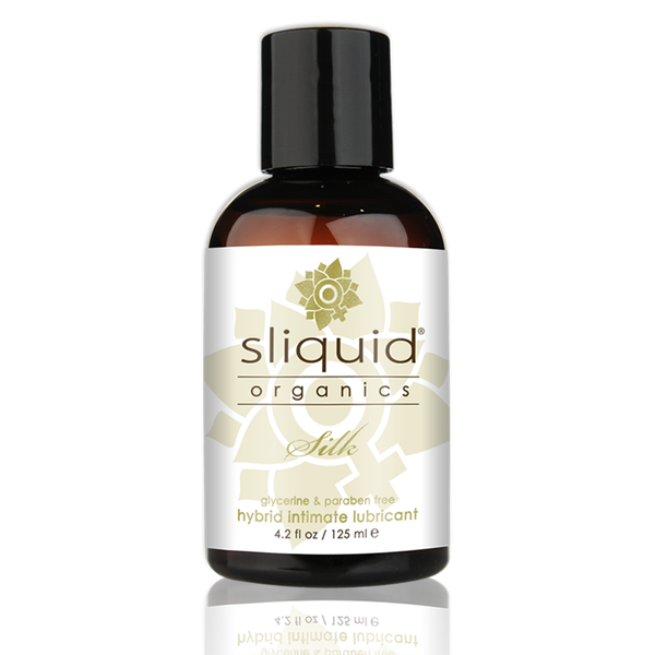 Sliquid Organics Silk 125ml hybrid aloe and silicone organic lubricant with botanicals, vegan, long lasting and condom safe – Blossom Pelvic Health.