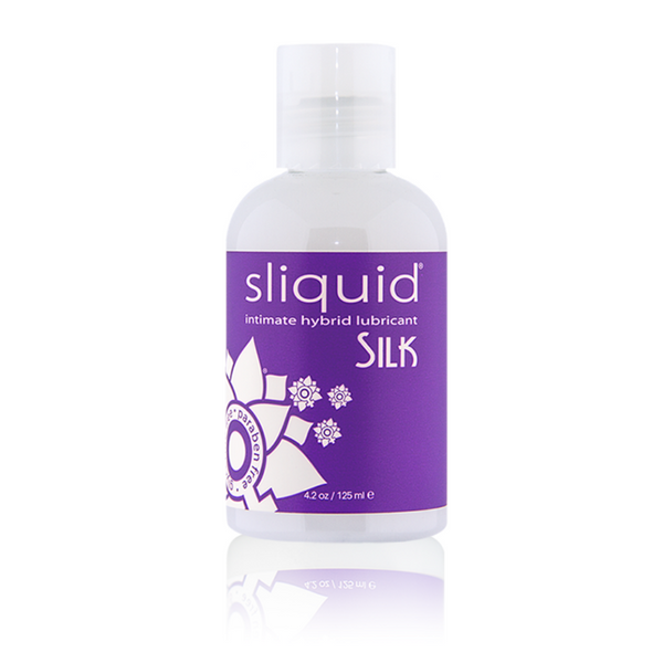 Sliquid Silk 125ml hybrid water and silicone lubricant with creamy texture, long lasting, vegan and condom safe – Blossom Pelvic Health.