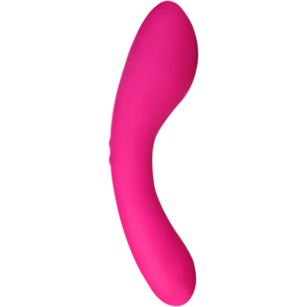 Introducing The Swan Wand by Swan - a pink, curved, phthalate-free vibrator featuring a smooth surface and a slight bulbous shape at both ends, carefully designed for personal use.